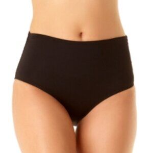 Anne Cole High-Waist Shirred  Bikini Bottoms - Black